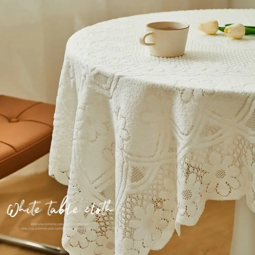 Vintage Lace Square Tablecloth, Elegant Retro Decorative Cover